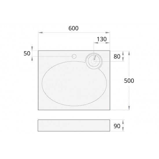 Izlietne Claro Mini, 600x500 mm, ar stiprinājumiem un sifonu, ar ziepju trauku, balta