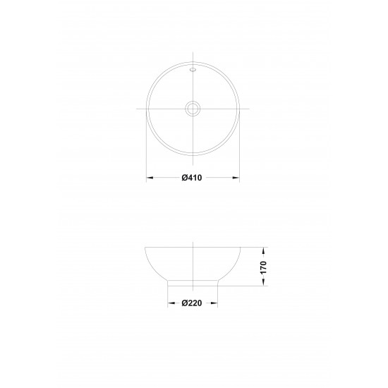 Izlietne Bowl, d=410 mm, uz virsmas, balta