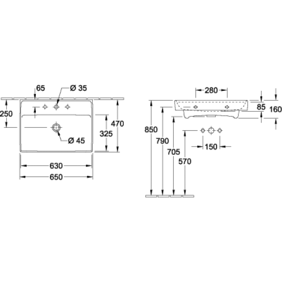 Izlietne Collaro, 650x470 mm, balta TitanCeram