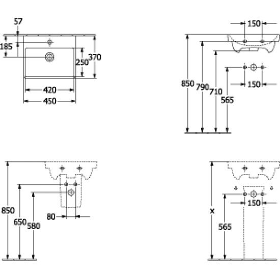 Izlietne Avento, 450x370 mm, balta