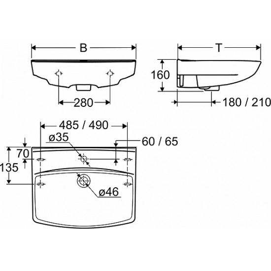 Izlietne Spira Square, 570x435 mm, balta IC