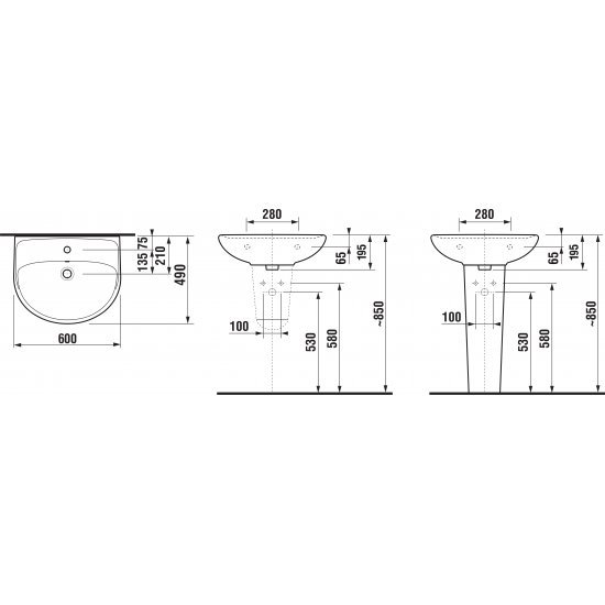 Izlietne Lyra Plus, 600x490 mm, balta