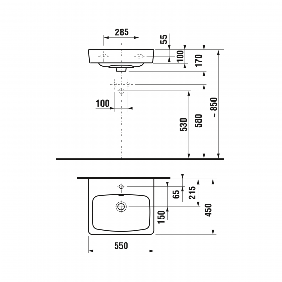 Izlietne Lyra Plus Design Line, 550x450 mm, balta