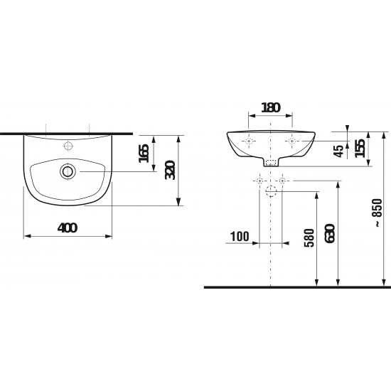 Izlietne Zeta, 400x320 mm, balta