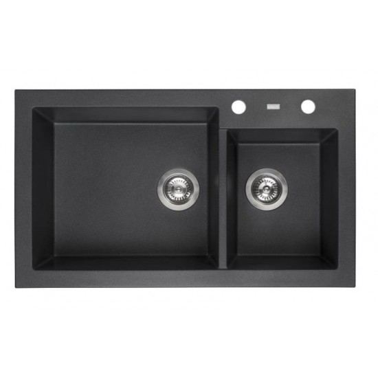 Virtuves izlietne Amsterdam 25, 1.5 bļoda, 860x500 mm, black silvery