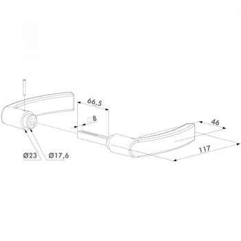 Poliamīda roktura pāris ar 54mm savienotāju (Locinox dārza slēdzenei) 3006P 54mm; 117mm