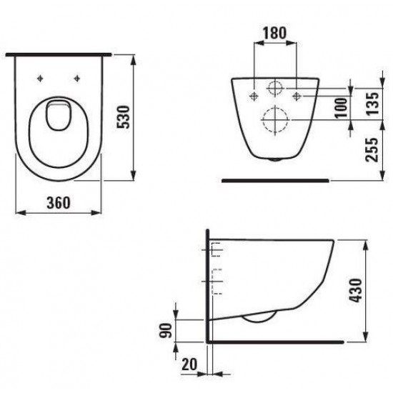 Pods Pro, stiprināms pie sienas, 360x530 mm, balts