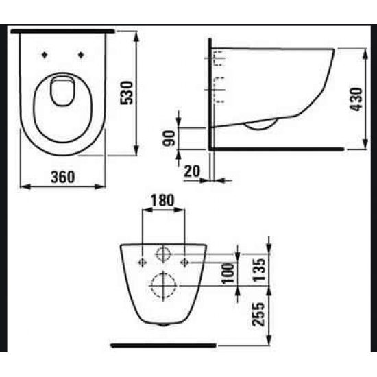 Pods ar SC Slim vāku Pro, stiprināms pie sienas, 360x530 mm, balts