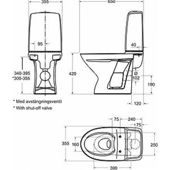 Pods Spira Rimfree, 355x650 mm, universāls izvads, balts IC