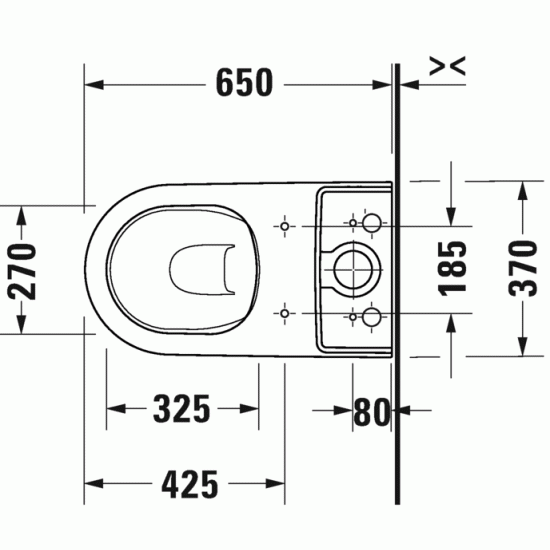 Poda apakša D-Neo Rimless, 370x650 mm, universāls izvads, balta