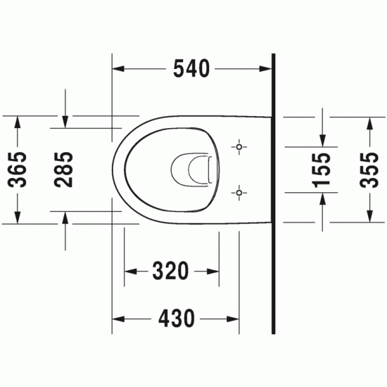 Pods ar SC vāku DuraStyle Basic Rimless, stiprināms pie sienas, 365x540 mm, balts