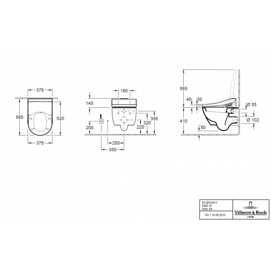 Pods Subway 3.0 Rimless, stiprināms uz grīdas, 370x560 mm, TwistFlush, SupraFix, balts CP + AntiBac