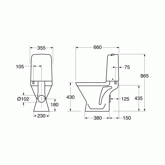 Pods ar vāku Nordic 3, 355x660 mm, horizontāls izvads, 3/6 l, balts