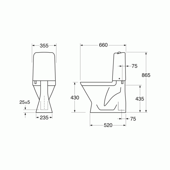 Pods ar vāku Nordic 3, 355x660 mm, vertikāls izvads, 3/6 l, balts