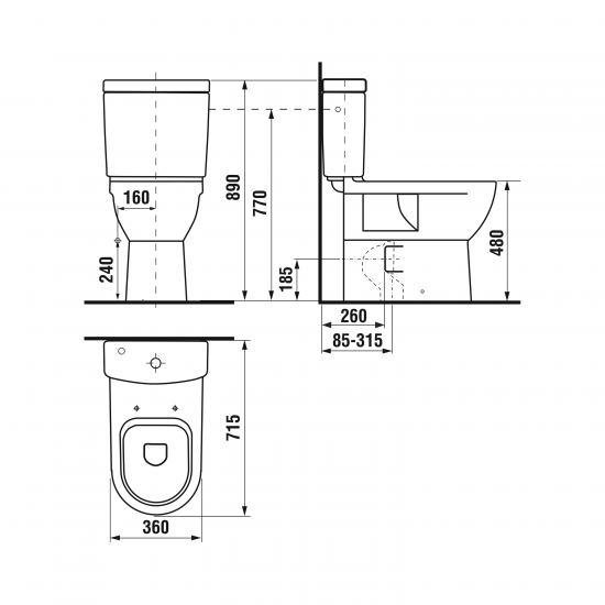 Poda apakša Mio, 360x715 mm, universāls izvads, paaugstināta 500 mm, balta