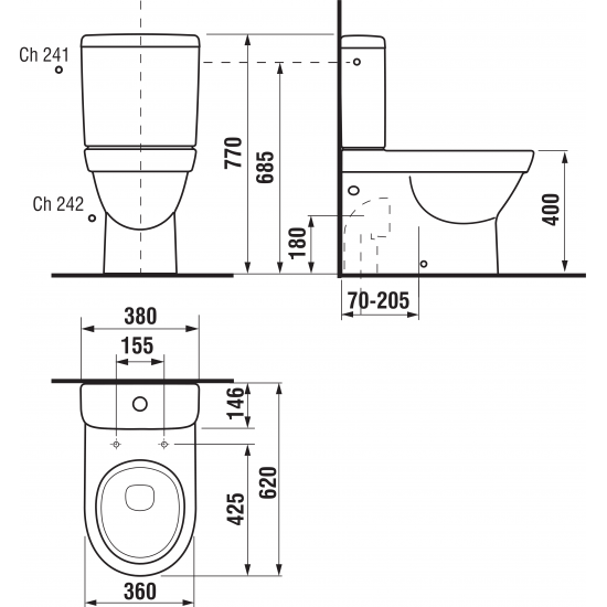 Poda apakša Tigo, 360x620 mm, universāls izvads, balts