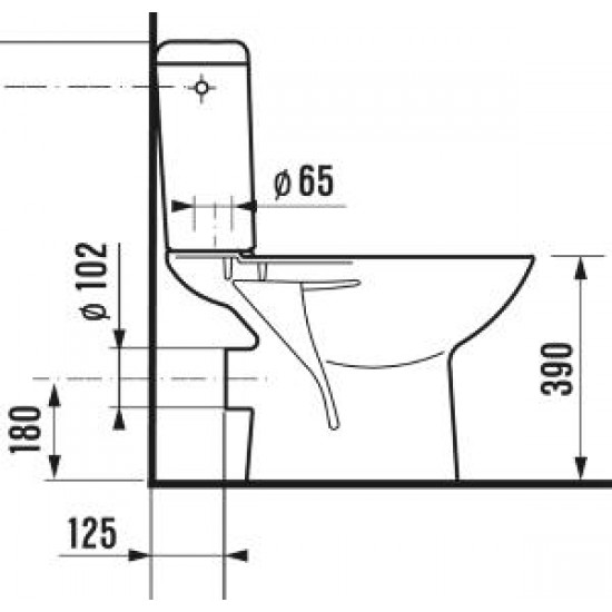 Pods Zeta, 355x645 mm, horizontāls izvads, pievads no apakšas, balts