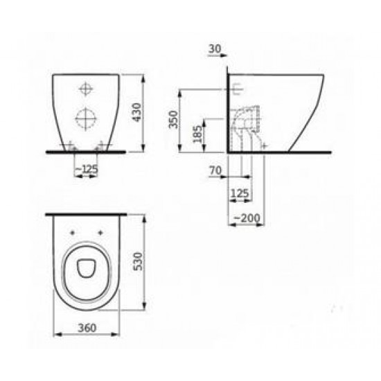 Pods Pro, stiprināms uz grīdas, 360x530 mm, balts