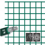 Metināts metāla siets ruļļos vistām un putniem, cinkots un pārklāts ar PVC H 1.0m;Ø1.2mm;L25m,13*13mm