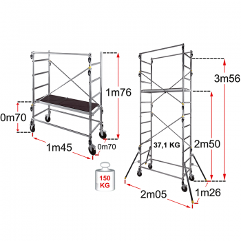 Tornis QUAD UP EVOLUTION H darba / working 4.7m