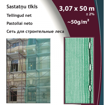 Tīkls sastatnēm 50g/m2 3,07X50M 50g/m2