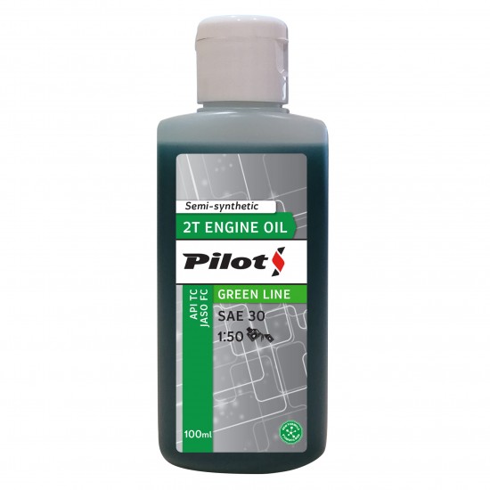 PILOTS pussintētiska eļļa 2T dzinējiem GREEN LINE 100ml