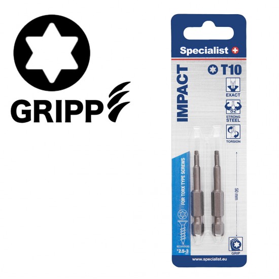 SPECIALIST+ uzgalis TORX GRIP T10, 50 mm, 2 gab.