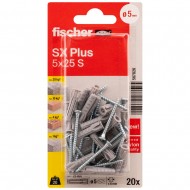 FISCHER paplašināšanas kontaktdakša SX Plus S ar skrūvi, 5x25 mm, 20 gab.