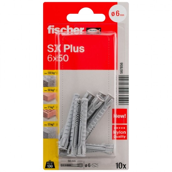 FISCHER paplašināšanas kontaktdakša SX Plus, 6x50 mm, 10 gab.