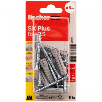 FISCHER paplašināšanas kontaktdakša SX Plus S ar skrūvi, 8x40 mm, 10 gab.