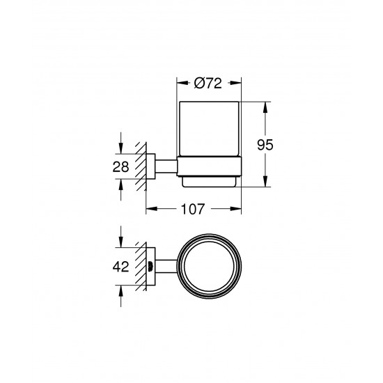 Glāze ar turētāju Essentials Cube, hroms