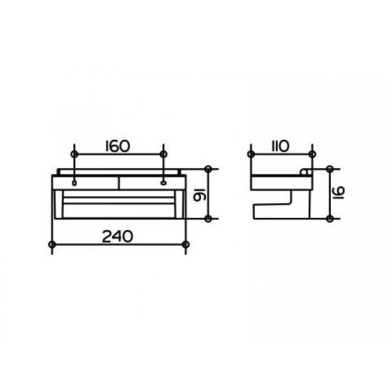 Plaukts Moll, 240x110 mm, hroms/balts