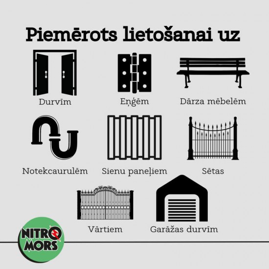 NitroMors antikorozijas krāsa metālam, melna, aerosolā 500ml