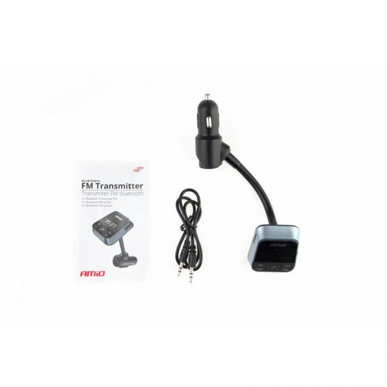 FM transmiters ar bluetooth un 2USB ligzdām, 12/24V