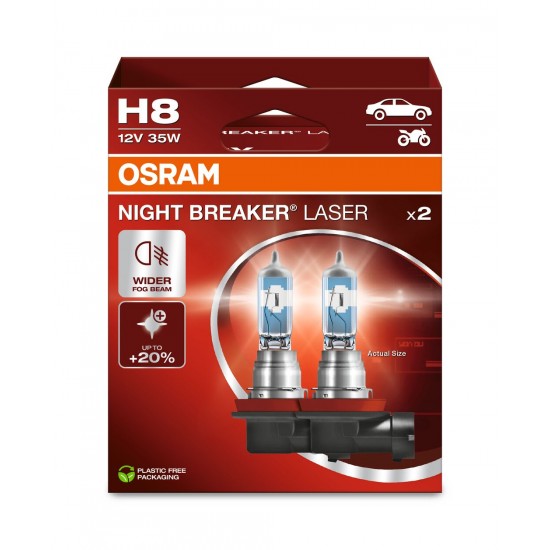 H8 35W 12V NIGHTBREAKER LASER +20% 2gb.HALOGĒNLAMPA