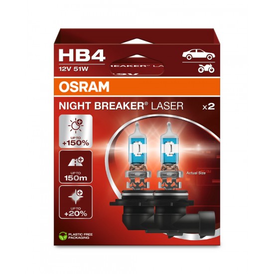 HB4 51W NBL +150% 12V HALOGĒNLAMPA OSRAM 2 GB