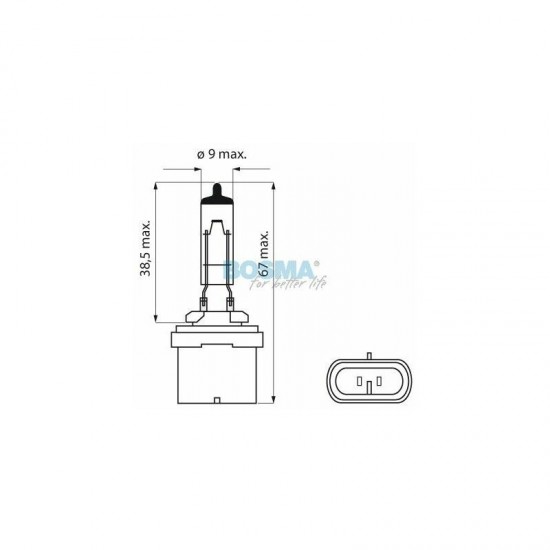 Autolampa 12.8V 27W PG13