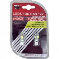 Autolampas LED T10 Canbus, 5SMD, baltas, 2gab