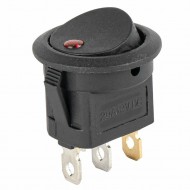 Slēdzis apaļš On/Off, sarkana diode, 12/24V, 20A