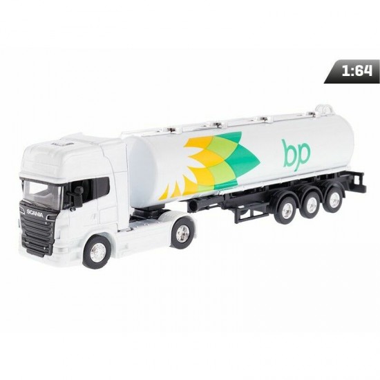 Modelīši SCANIA V8 R730 ar BP degvielas cisternu, 1:64, Welly