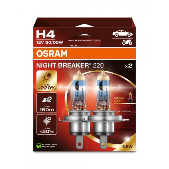 OSRAM Night Breaker +220% H4 60/55W 12V Duobox, 2gab.