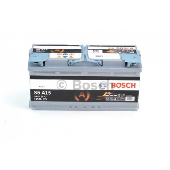 BOSCH startera akumulatoru baterija, bosch, agm, 105ah 950a, 393x175x190