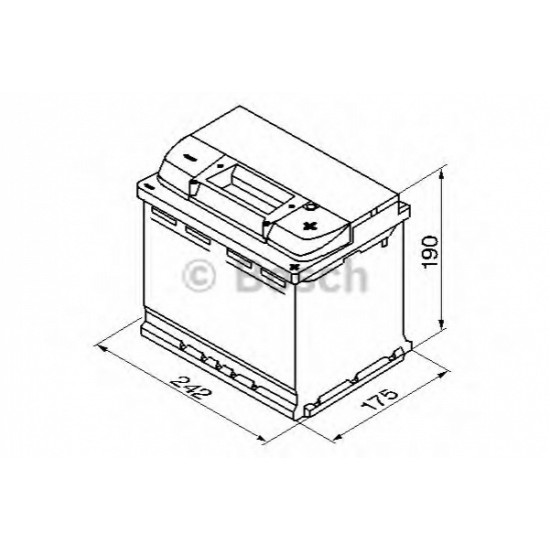 BOSCH startera akumulatoru baterija, bosch, 63ah 610a, 242x175x190