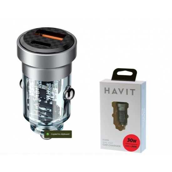 HAVIT auto lādētājs havit usb+type c 30w