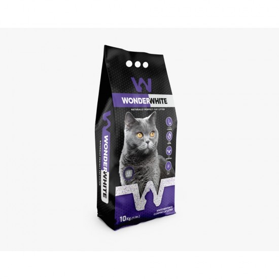 Wonder White Lavender Bentonite Cat Litter - cementējošās smiltis kaķu tualetēm ar lavandas smaržu 10kg