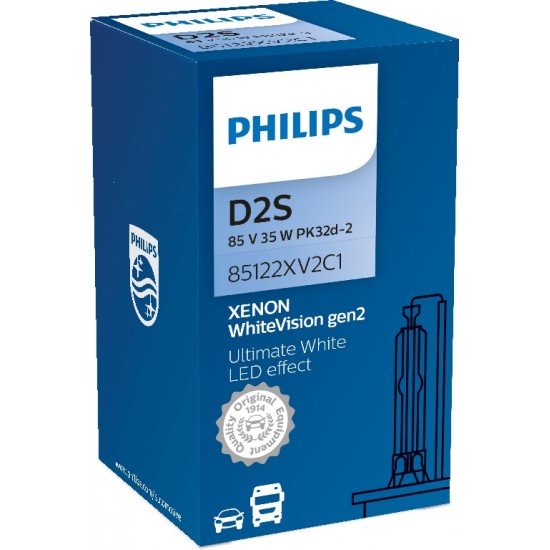 PHILIPS kvēlspuldze, tālās gaismas lukturis, d2s 35w 85v white vision gen2