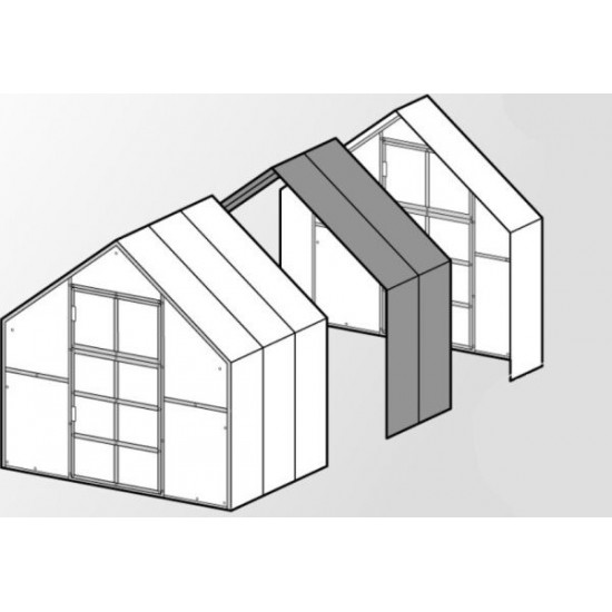 Pagarinājums 1m siltumnīcai KLASIKA BERNARD ar 6mm polikarbonāta pārklājumu.