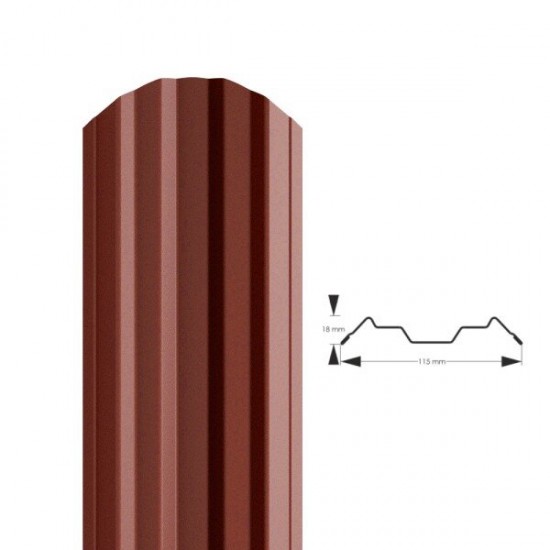 Profilēta metāla žoga štaketas ESTETIC PSx2 RAL8017 (glancēts poliesters brūns)