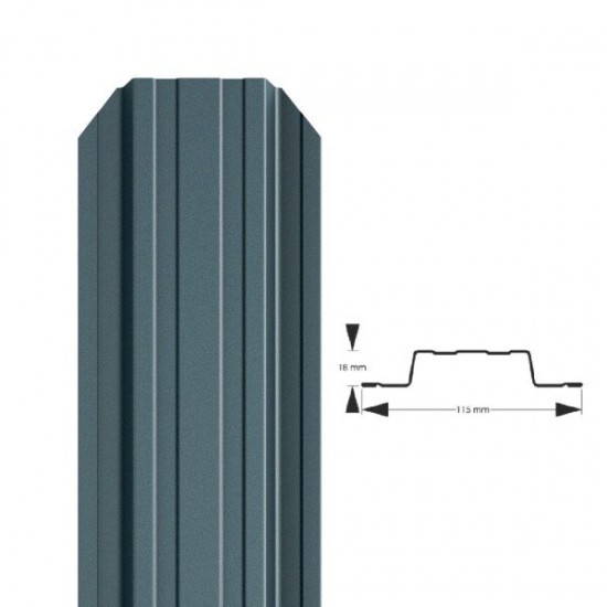 Profilēta metāla žoga štaketas STANDARD PMx2 RAL7016 (matēts antracīta pelēks)