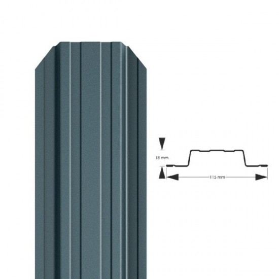 Profilēta metāla žoga štaketas STANDARD PSx2 RAL7016 (glancēts poliesters antracīta pelēks)